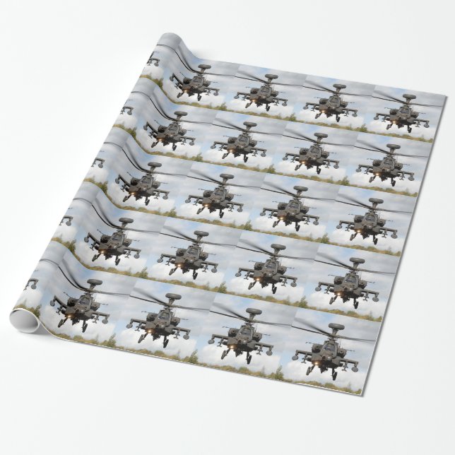 ah 64 apache longbow helocopter military wrapping paper (Unrolled)