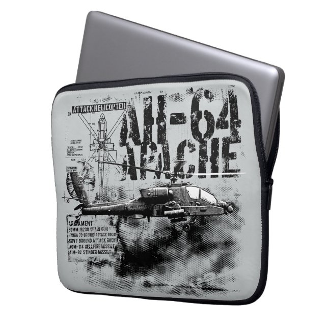 AH-64 Apache Neoprene Laptop Sleeve 13 inch (Front Left)