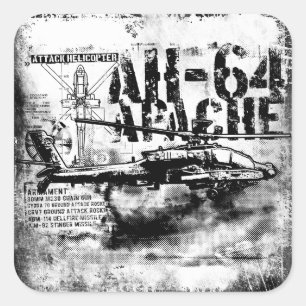 AH-64 Apache Square Stickers