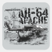 AH-64 Apache Square Stickers