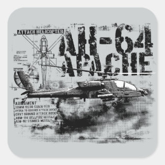 AH-64 Apache Square Stickers