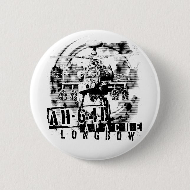 AH-64D Apache Longbow 6 Cm Round Badge (Front)