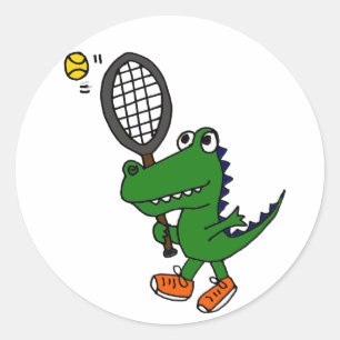 AH- Funny Gator Playing Tennis Classic Round Sticker