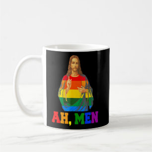 Ah Men Christian Lgbt Gay Pride Rainbow Flag Jesus Coffee Mug