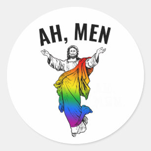Ah Men - Funny Jesus Meme Classic Round Sticker