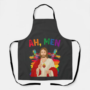 Ah Men Funny LGBT Gay Pride Jesus Christian Apron