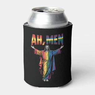 Ah Men Funny LGBT Gay Pride Jesus Christian Can Cooler