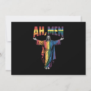 Ah Men Funny LGBT Gay Pride Jesus Christian Invitation