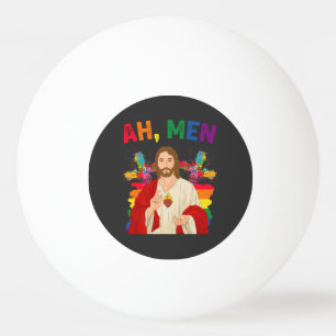 Ah Men Funny LGBT Gay Pride Jesus Christian Ping Pong Ball