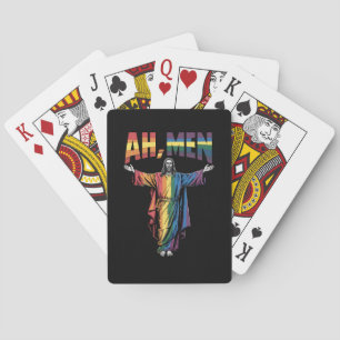 Ah Men Funny LGBT Gay Pride Jesus Christian Playing Cards