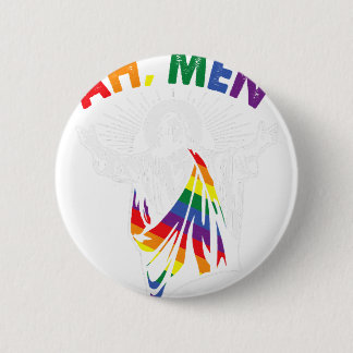 Ah Men Funny LGBT Gay Pride Jesus Rainbow Flag 6 Cm Round Badge