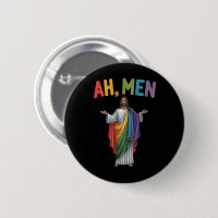Ah Men Funny LGBT Gay Pride Jesus Rainbow Flag