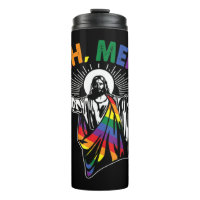 Ah Men Funny LGBT Gay Pride Jesus Rainbow Flag Chr