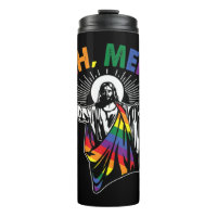 Ah Men Funny LGBT Gay Pride Jesus Rainbow Flag Chr