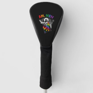 Ah Men Funny LGBT Gay Pride Jesus Rainbow Flag Golf Head Cover