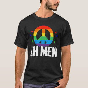 Ah Men Funny LGBT Gay Pride Jesus Rainbow Peace T-Shirt