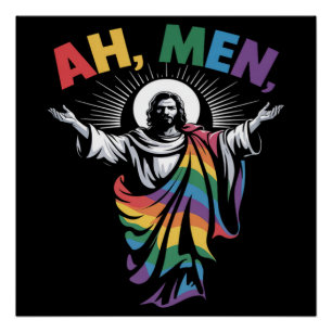 Ah Men Funny LGBT Gay Pride Poster