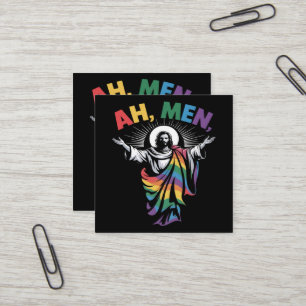 Ah Men Funny LGBT Gay Pride Square Business Card