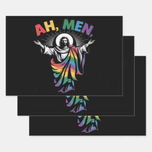 Ah Men Funny LGBT Gay Pride Wrapping Paper Sheet