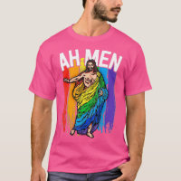 Ah Men Gay Jesus  Funny LGBQ s Gifts Rainbow 