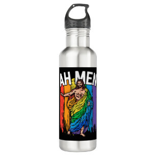 Ah Men Gay Jesus Shirt Funny LGBTQ Shirts Gifts Ra 710 Ml Water Bottle