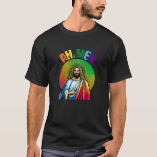 Ah,Men Jesus Christ LGBTQ Rainbow Colours Christia T-Shirt