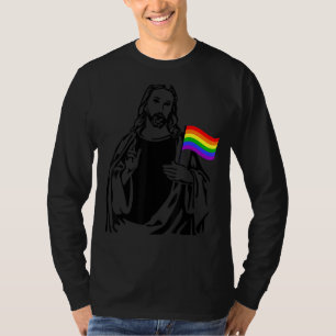 Ah Men Lgbt Gay Lesbian Pride Jesus Rainbow Flag C T-Shirt