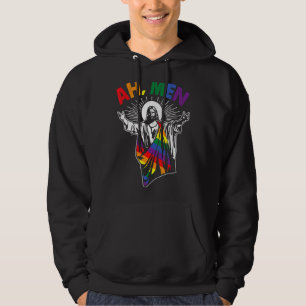 Ah Men Lgbt Gay Pride Jesus Rainbow Flag Christia Hoodie