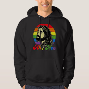 Ah Men Lgbt Gay Pride Jesus Rainbow Flag Christia Hoodie