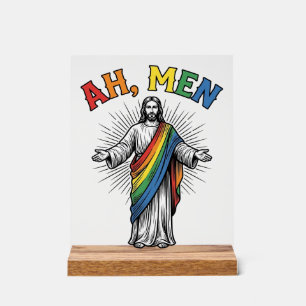 Ah Men Rainbow Religious Vintage Acrylic Sign