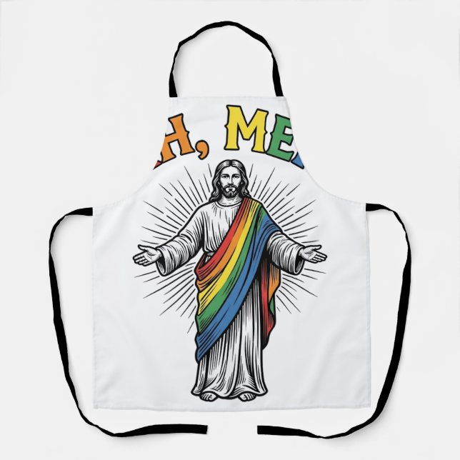 Ah Men Rainbow Religious Vintage Apron (Front)