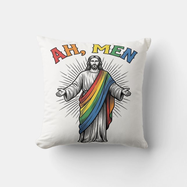 Ah Men Rainbow Religious Vintage Cushion (Front)