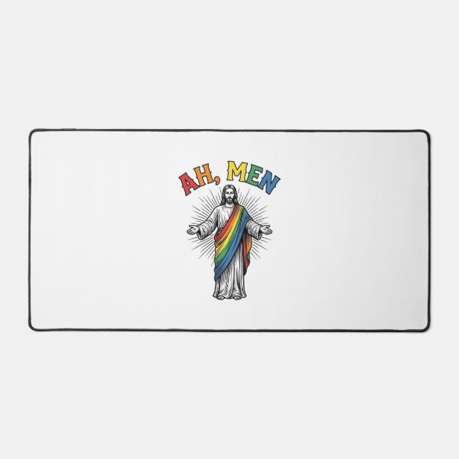Ah Men Rainbow Religious Vintage Desk Mat (Front)