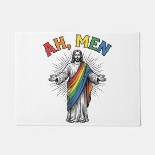 Ah Men Rainbow Religious Vintage Doormat