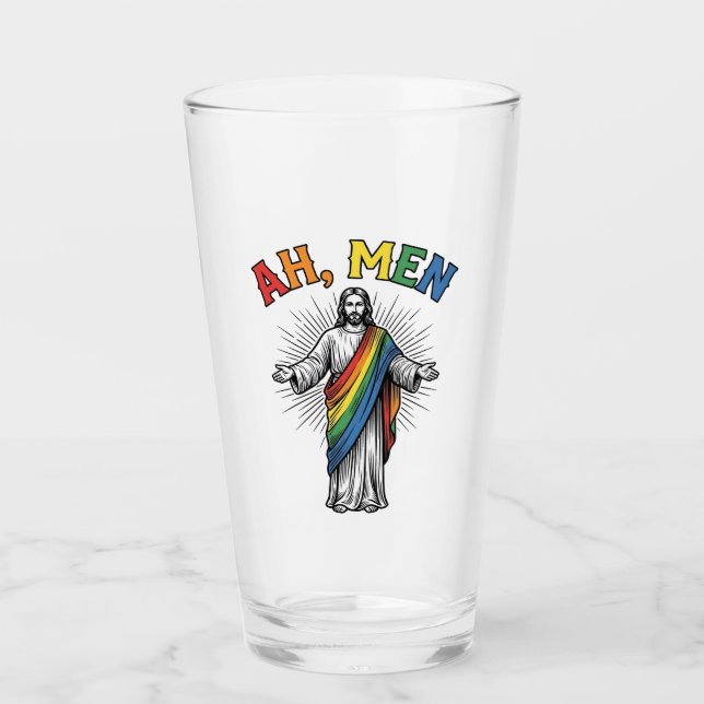 Ah Men Rainbow Religious Vintage Glass (Front)