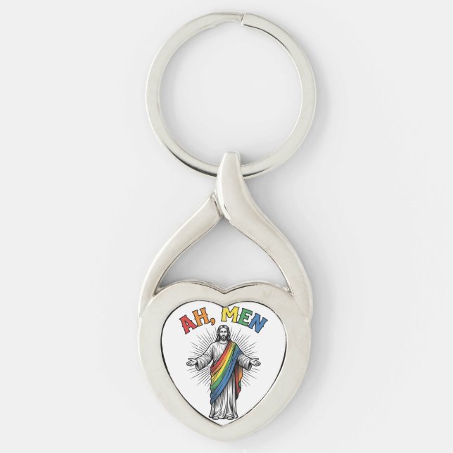 Ah Men Rainbow Religious Vintage Key Ring (Front)