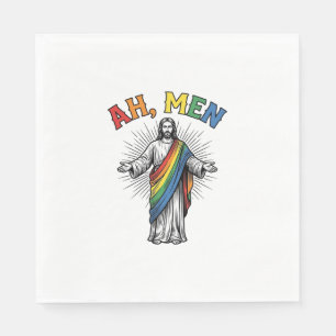 Ah Men Rainbow Religious Vintage Napkin
