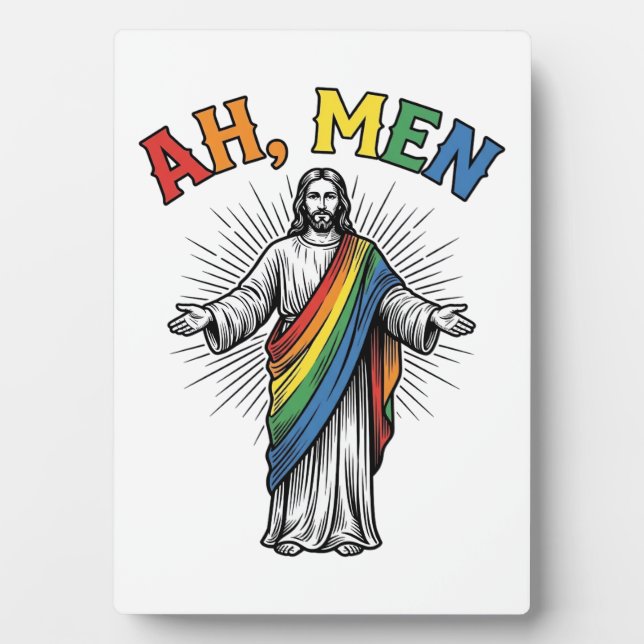 Ah Men Rainbow Religious Vintage Plaque (Front)