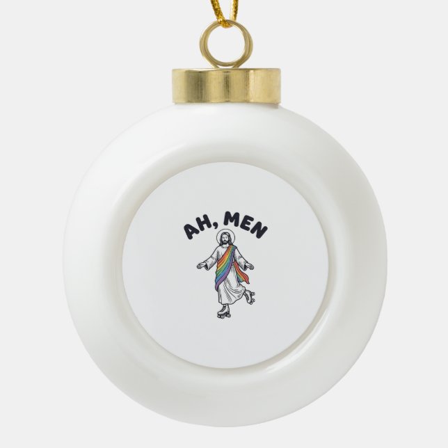 Ah Men Roller Skating Faith Vector Design_1 Ceramic Ball Christmas Ornament (Front)