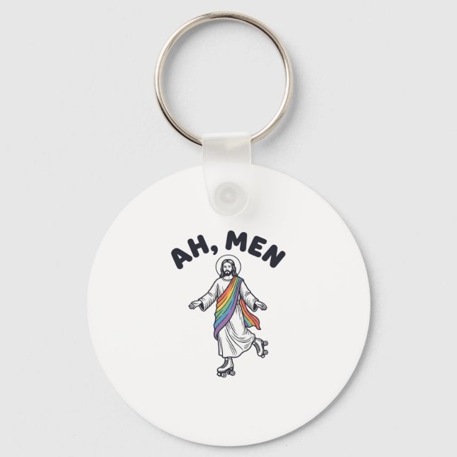 Ah Men Roller Skating Faith Vector Design_1 Key Ring (Front)