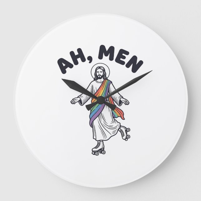Ah Men Roller Skating Faith Vector Design_1 Large Clock (Front)