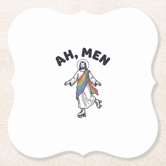 Ah Men Roller Skating Faith Vector Design_1 Paper Coaster (Front)