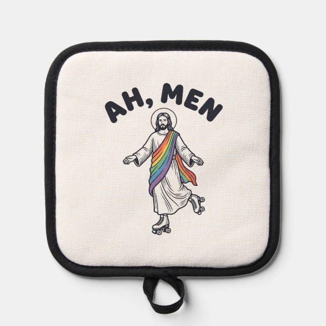 Ah Men Roller Skating Faith Vector Design_1 Pot Holder (Front)