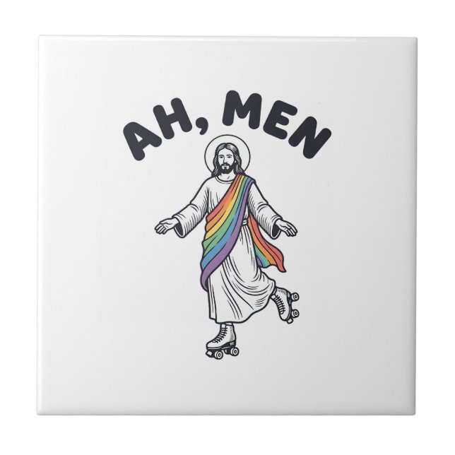 Ah Men Roller Skating Faith Vector Design_1 Tile (Front)