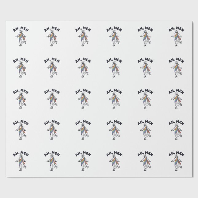 Ah Men Roller Skating Faith Vector Design_1 Wrapping Paper (Flat)