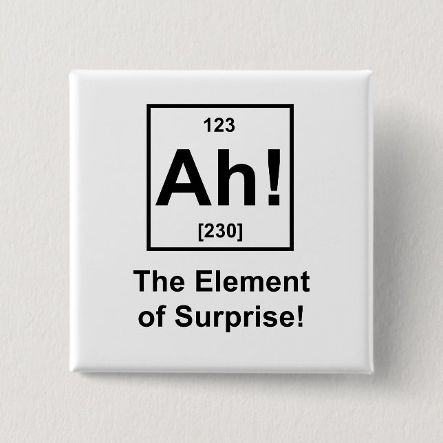 Ah! The Element of Surprise 15 Cm Square Badge (Front)