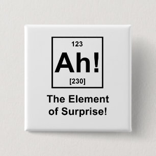 Ah! The Element of Surprise 15 Cm Square Badge