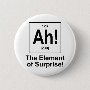 Ah! The Element of Surprise. 6 Cm Round Badge