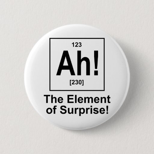 Image of Ah! The Element of Surprise. 6 Cm Round Badge