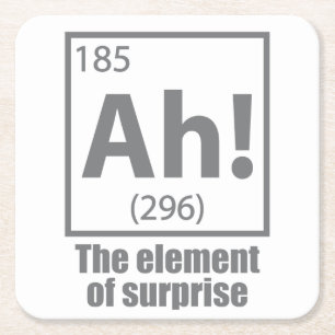 Ah! The Element of Surprise Funny Chemistry Joke Square Paper Coaster